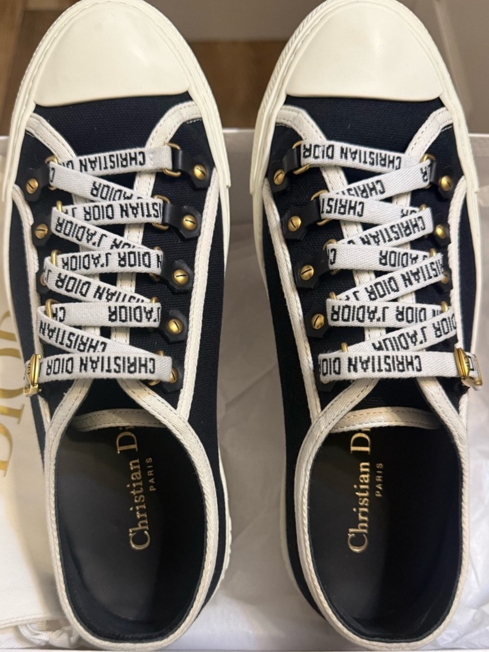 Authentic Christian Dior Walk'n'Dior Black Canvas Low-Top Sneakers / Size 8 EUC - Picture 4 of 9